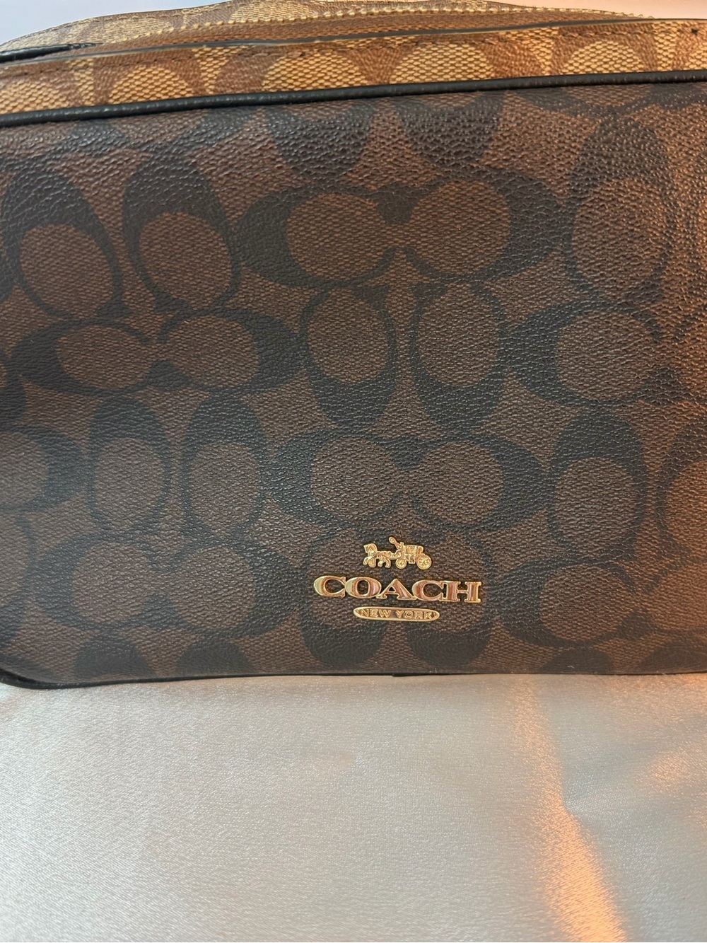 COACH Brown Signature Canvas Messenger Crossbody